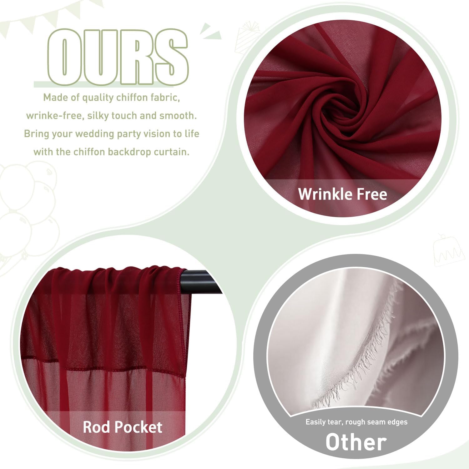 2Pcs Burgundy Backdrop Curtain - огляд і ціна Photography Hotel