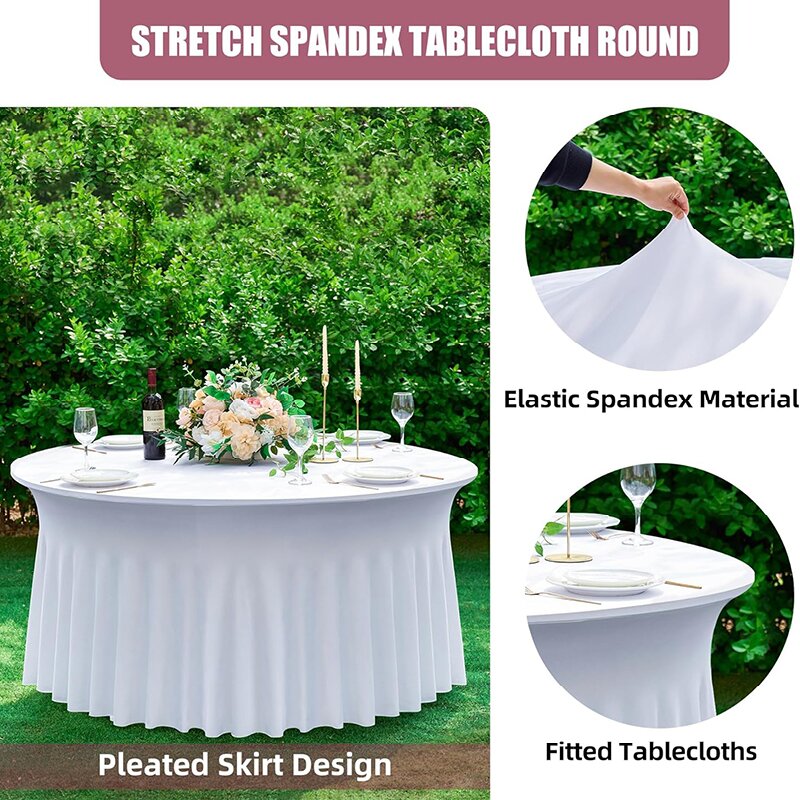White Round Spandex Tablecloth - огляд і ціна Photography Hotel